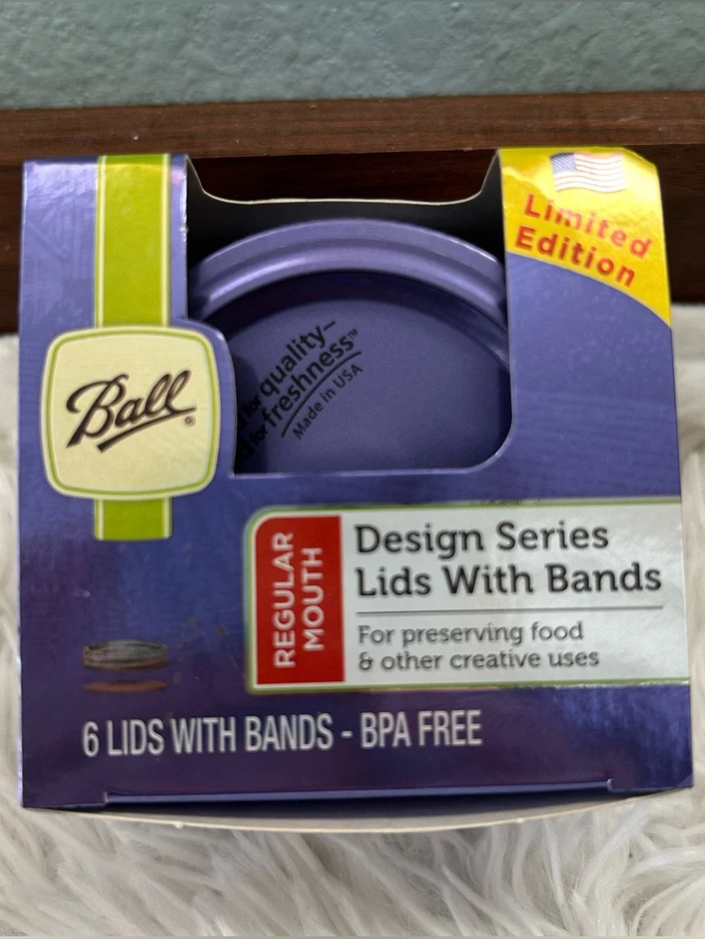 Ball Limited Edition Purple Regular Mason Jar Lids with Bands Set of 6 New!